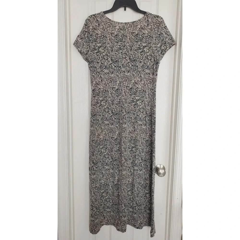 Peruvian Connection Maxi Dress Blue Gray Paisley Cotton Lycra Stretch Boho M